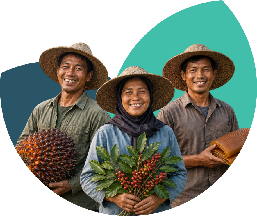 Indonesian smallholders representing oil palm, coffee and natural rubber
