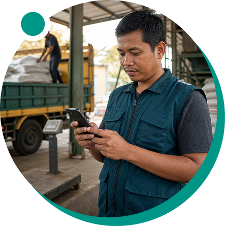 A mill receiving officer using Hamurni during a commodity delivery