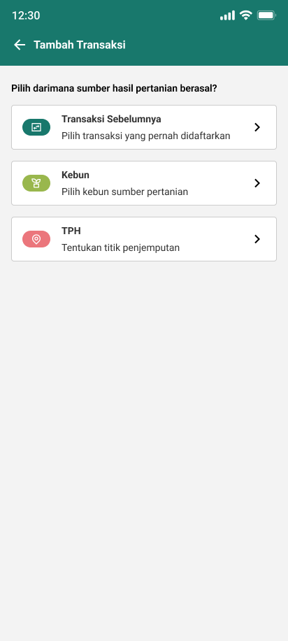 Hamurni screen for selecting a transaction source